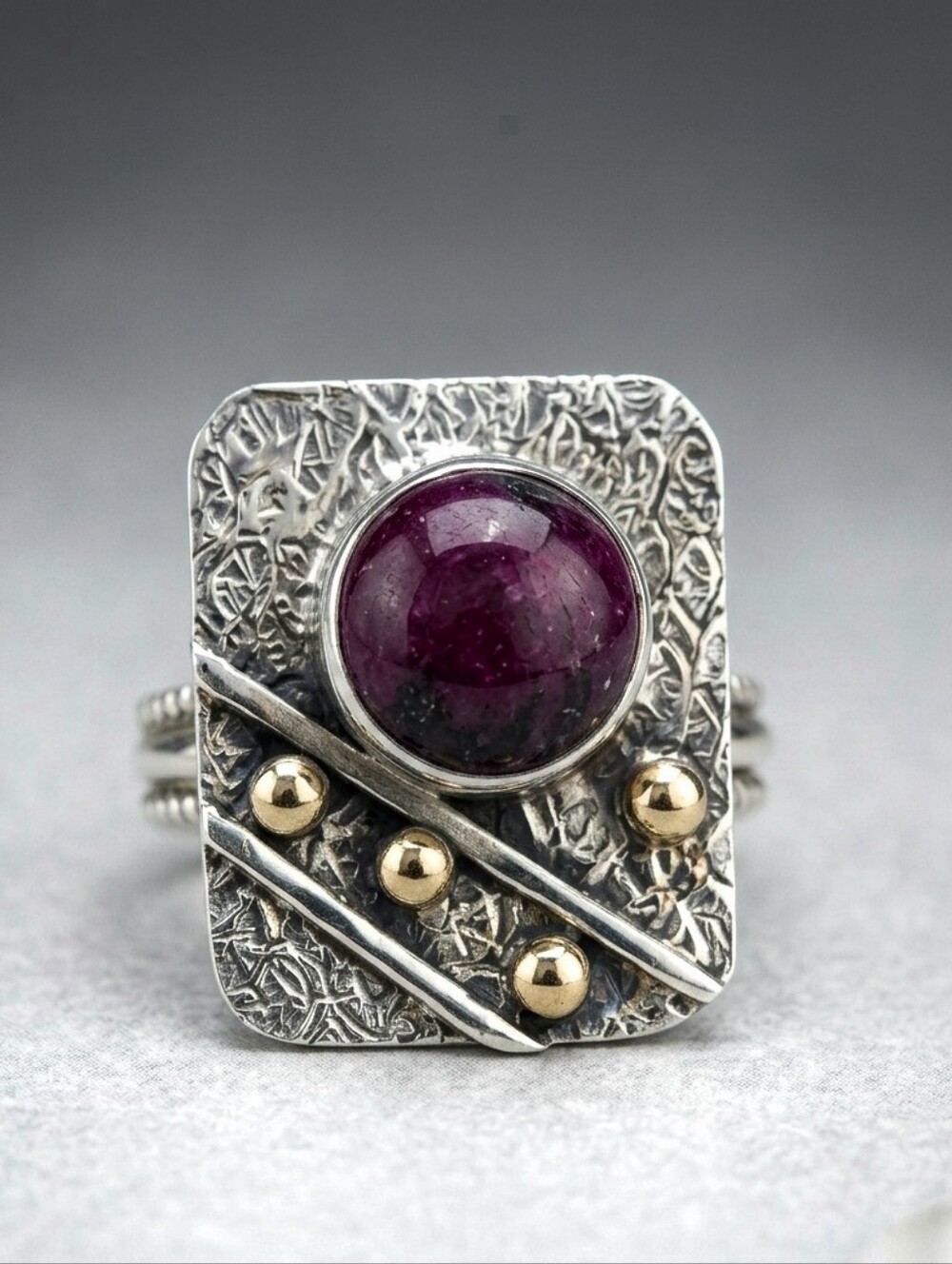 Silver Zoisite Two Tone Sterling Unique Ring size 7
